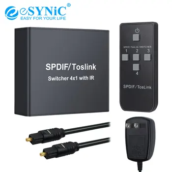 eSYNiC SPDIF/Toslink Switcher 4x1 With IR Digital Optical Audio Switchers For Fit LPCM2.0/DTS/Dolby-AC3 Aluminum Alloy Switcher
eSYNiC SPDIF/Toslink Switcher 4x1 With IR Digital Optical Audio Switchers For Fit LPCM2.0/DTS/Dolby-AC3 Aluminum Alloy Switcher