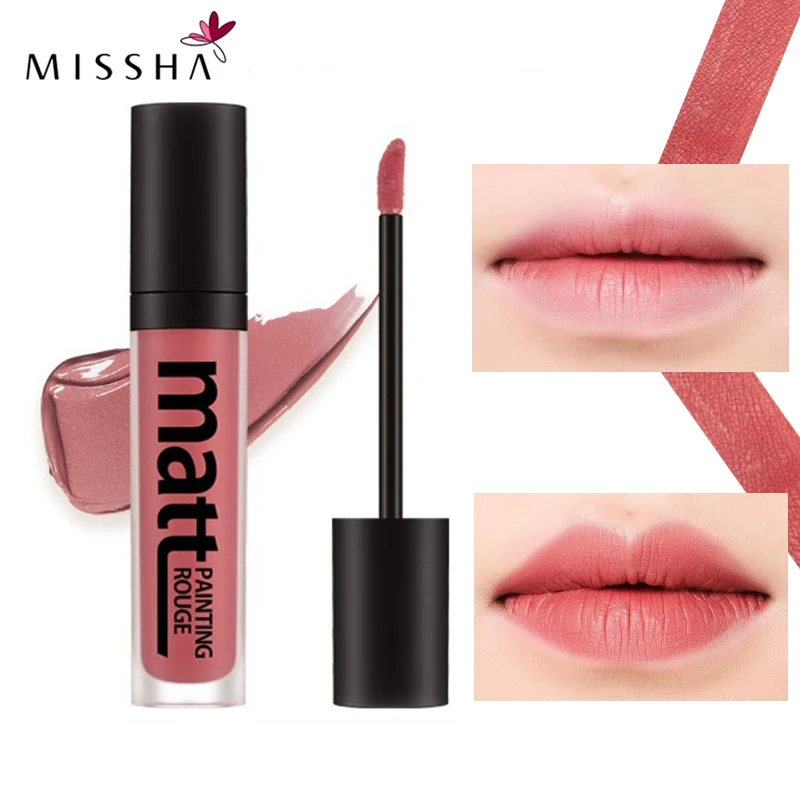 

MISSHA velvet lip glaze Lipstick Moisturizing lip Gloss Fresh and natural Korea Cosmetics (BE01 latte powder)