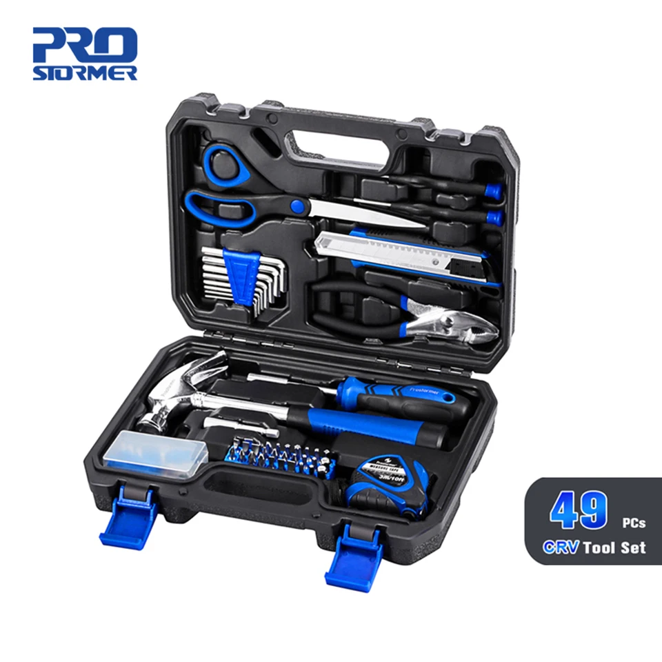 PROSTORMER Hand Tool Set Household Repair Hand Tool 49Pcs with Plastic Toolbox Wrench Screwdriver Head Claw Hammer for Woodwork
PROSTORMER Hand Tool Set Household Repair Hand Tool 49Pcs with Plastic Toolbox Wrench Screwdriver Head Claw Hammer for Woodwork