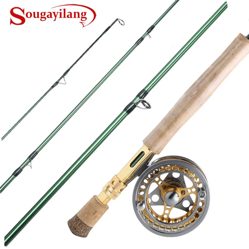 Sougayialng #5/6 7#8 Fly Fishing Rod Set and Carbon Fiber Fly Fishing Rod and Aluminium Alloy Spool Fly Reels Fishing Tackle