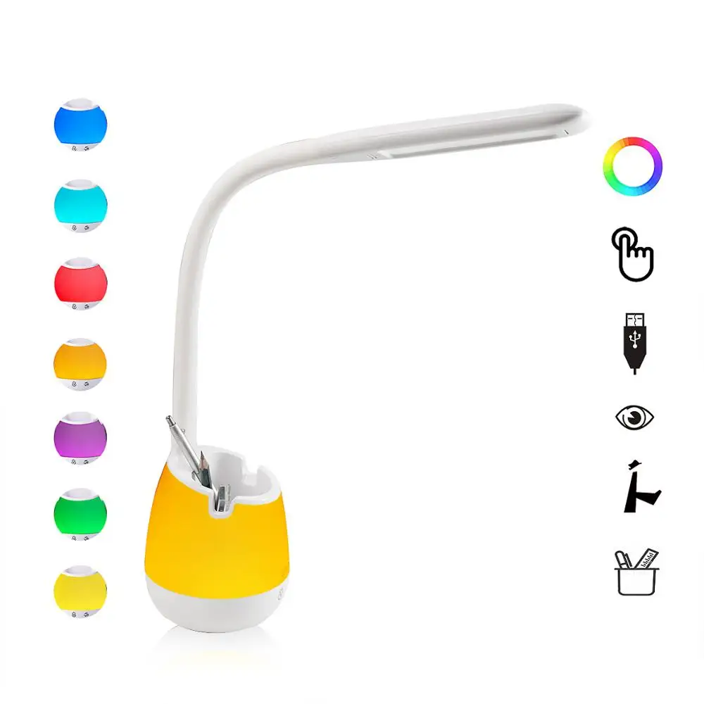 Study LED Desk Lamp with Pen Holder Touch Control Table Lamp Dimmable Desk Light with Colorful Night Light Lamp table light 2020
Study LED Desk Lamp with Pen Holder Touch Control Table Lamp Dimmable Desk Light with Colorful Night Light Lamp table light 2020