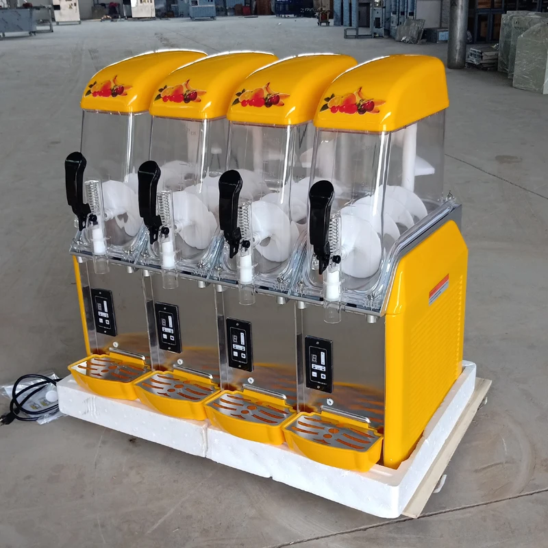 

12L*4 New Cold Juice Drinks Machine Four Cylinder Snow Mud Machines Commercial Snow Melting Sand Ice Maker