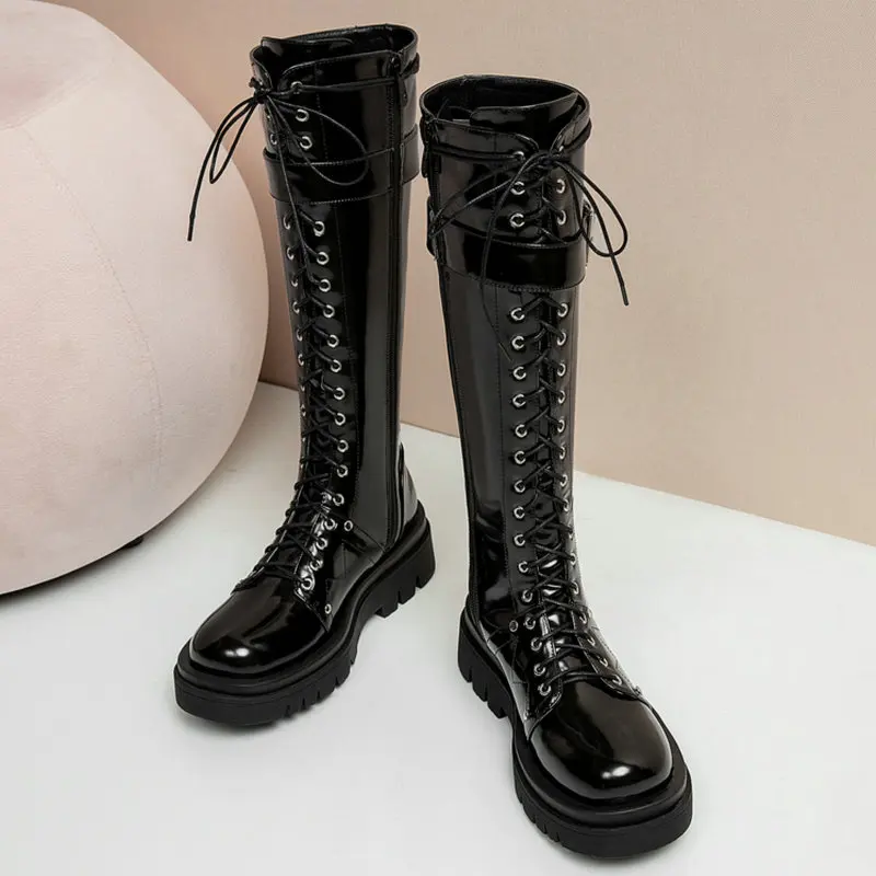 Fashion Women Cross Strap Punk Martin Boots Autumn Winter Knee High Boots Ladies Platform Zip Belt Buckle Mid-calf Knight Boots
Fashion Women Cross Strap Punk Martin Boots Autumn Winter Knee High Boots Ladies Platform Zip Belt Buckle Mid-calf Knight Boots