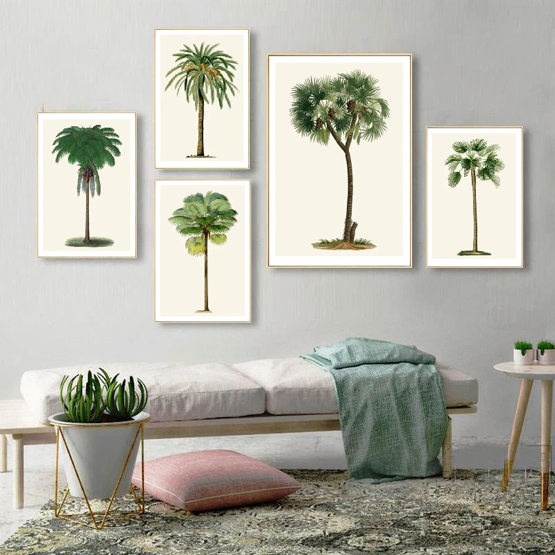 Tropical-Palm-Tree-Vintage-Illustrations-Posters-and-Prints-Palm-Trees-Botanical-Wall-Art-Canvas-Painting-Pictures