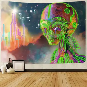 

Simsant Outer Space Alien Tapestry Trippy Mountain Sun Art Wall Hanging Tapestries for Living Room Home Dorm Decor Banner