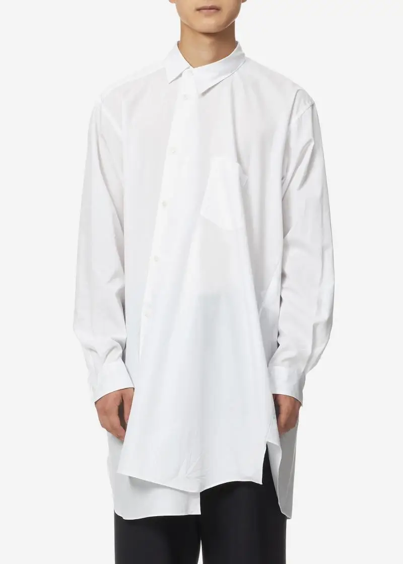 European And American Style Trendy Men's Solid Color Loose Raw Hem Asymmetric Hem Large White Shirt
European And American Style Trendy Men's Solid Color Loose Raw Hem Asymmetric Hem Large White Shirt