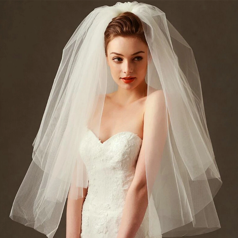 Wedding Veil Simple Tulle White Ivory Two Layers Bridal Veil Cheap Bride Accessories 75cm Short Women Veils With Comb
Wedding Veil Simple Tulle White Ivory Two Layers Bridal Veil Cheap Bride Accessories 75cm Short Women Veils With Comb
