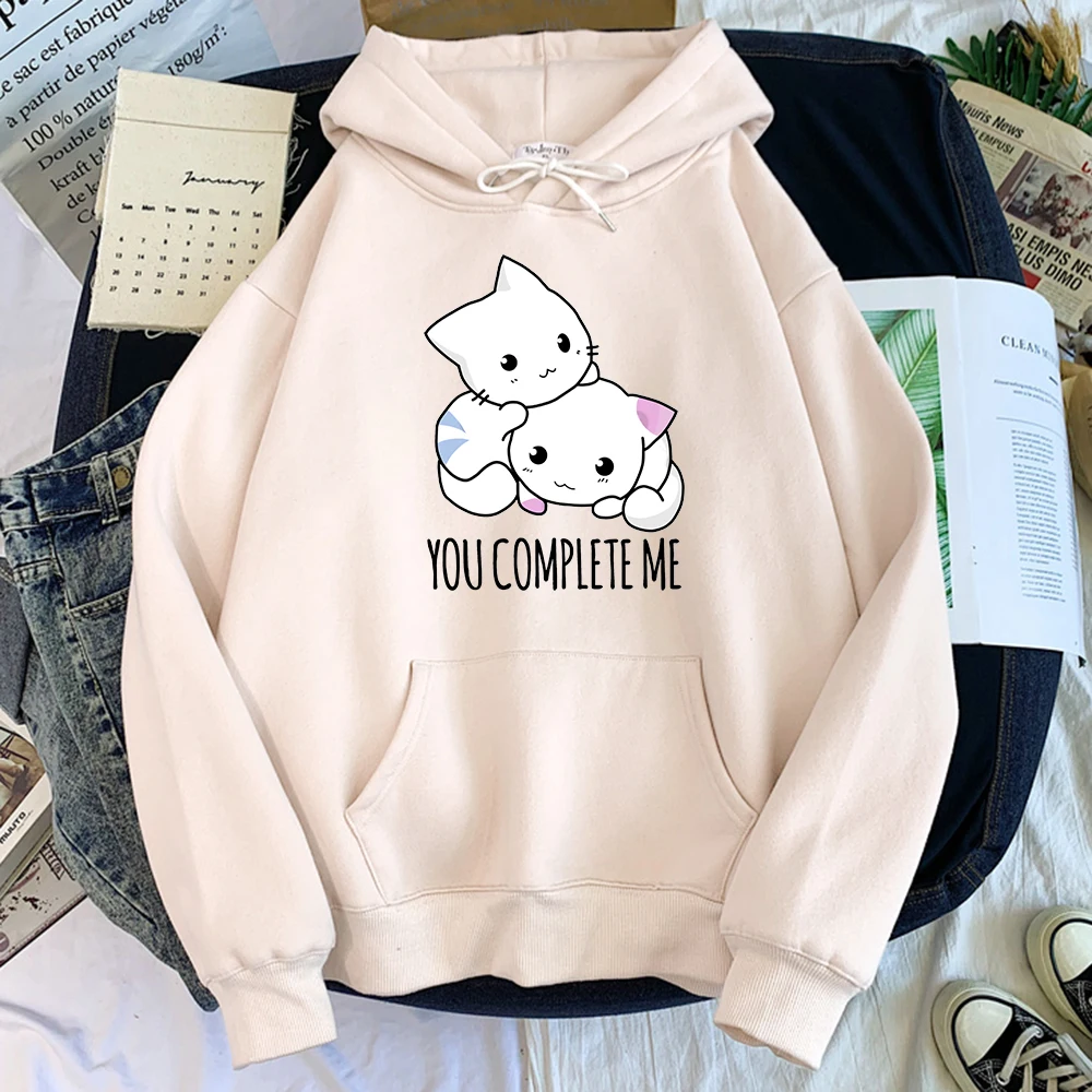 Женская толстовка с капюшоном и рисунком из мультфильма «You Complete Me Two Cats», женская мягкая толстовка большого размера с круглым вырезом
Женская толстовка с капюшоном и рисунком из мультфильма «You Complete Me Two Cats», женская мягкая толстовка большого размера с круглым вырезом