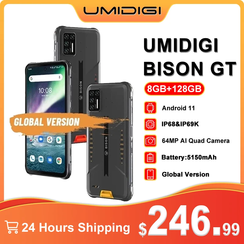 Смартфон UMIDIGI BISON GT защищенный влагозащита IP68/IP69K 8 ГБ + 128 Гб быстрая зарядка 33 Вт FHD