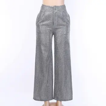 Women Long Wide Leg Pants Glitter Silver High Waist Trousers Night Club Pants Plaid Pants Flared Legs Pants 
Women Long Wide Leg Pants Glitter Silver High Waist Trousers Night Club Pants Plaid Pants Flared Legs Pants