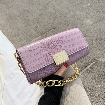 New Arrival INS-Style Stone Pattern Trend Online Celebrity Cool 2020 Spring New Style Textured Oblique Bag Chain Western Style S