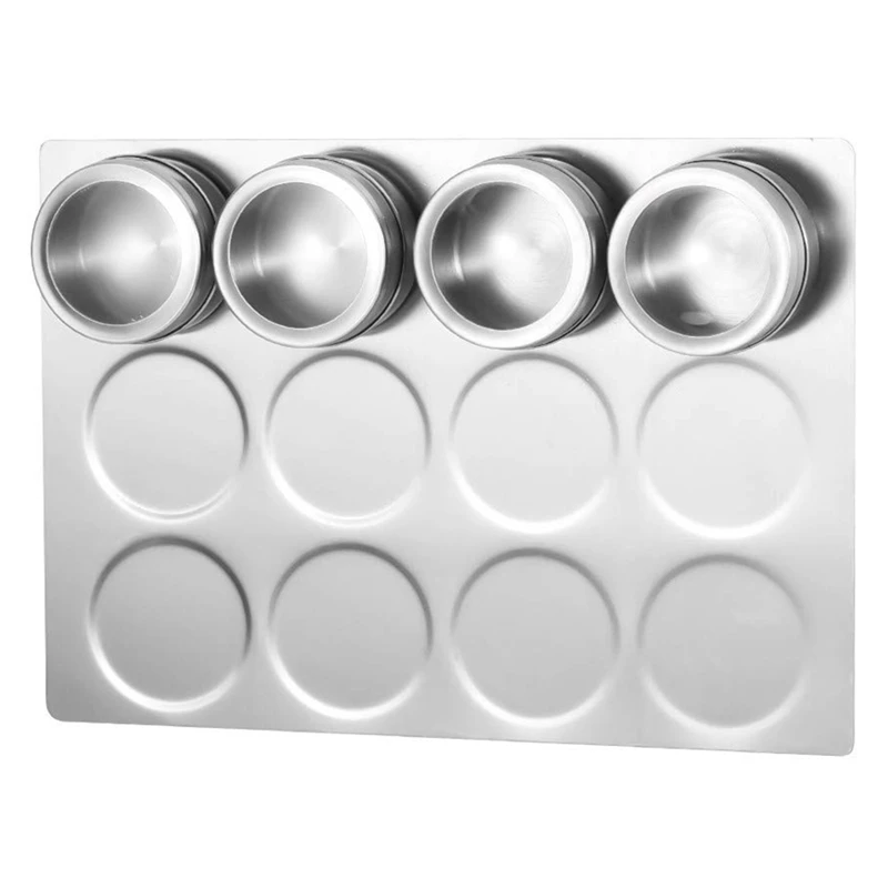 

LMETJMA Magnetic Spice Jars Rack Stainless Steel Spice Jars Wall Plate Base Wall Mounted Base for Magnetic Spice Tins KC0292