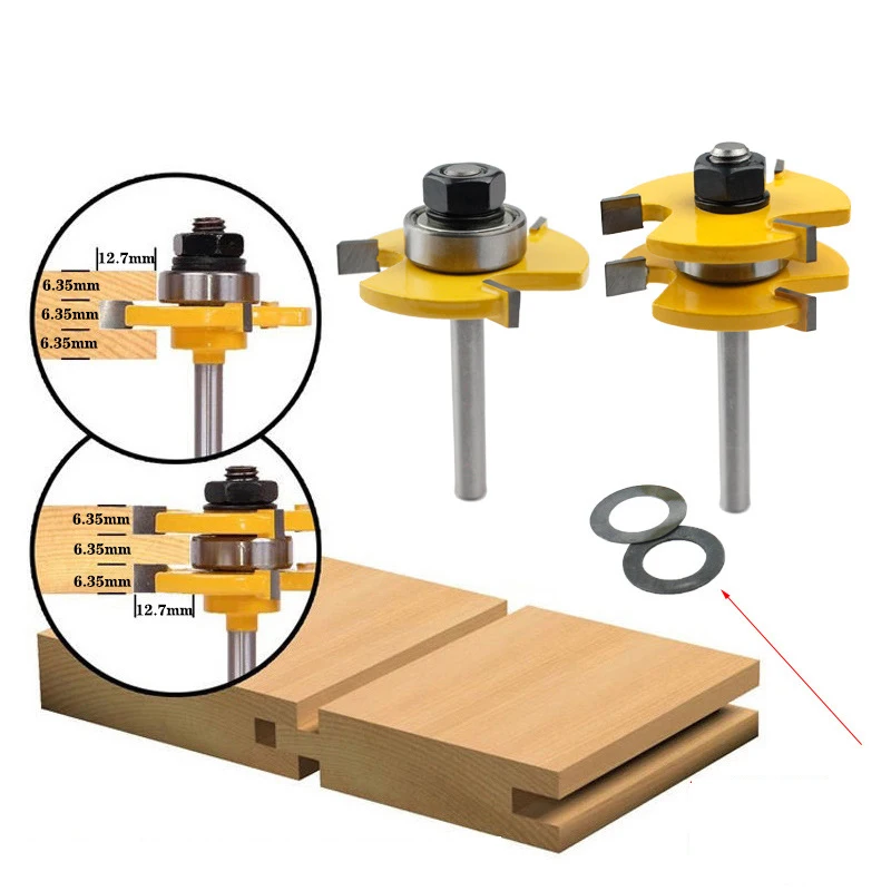 2 pcs 1/4 Shank Tongue & Groove Joint Assemble Router Bits T-Slot Milling Cutter for Wood Woodwork Cutting Tools
2 pcs 1/4 Shank Tongue & Groove Joint Assemble Router Bits T-Slot Milling Cutter for Wood Woodwork Cutting Tools
