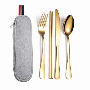 Camping Tableware Cutlery Set for Travel Fork Spoon Knife Cutlery Set Bag Gold Dinnerware Set Chinese Chopsticks Dropshipping
Camping Tableware Cutlery Set for Travel Fork Spoon Knife Cutlery Set Bag Gold Dinnerware Set Chinese Chopsticks Dropshipping