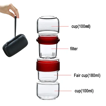 Travel Tea Set Kung Fu Tea Pot with Portable Case Glass Teacups with Infuser for Travel Home ZJ55
Travel Tea Set Kung Fu Tea Pot with Portable Case Glass Teacups with Infuser for Travel Home ZJ55