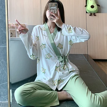 New Autumn 100% crepe cotton kimono women pajamas sets 2020 Cartoon women sleepwear bathrobes plus size
New Autumn 100% crepe cotton kimono women pajamas sets 2020 Cartoon women sleepwear bathrobes plus size