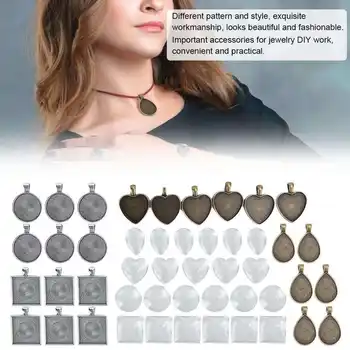 48pcs Metal Round Drop-Shaped Pendant Base Tray Glass Domes Jewelry DIY Tools Accessories Kit
48pcs Metal Round Drop-Shaped Pendant Base Tray Glass Domes Jewelry DIY Tools Accessories Kit
