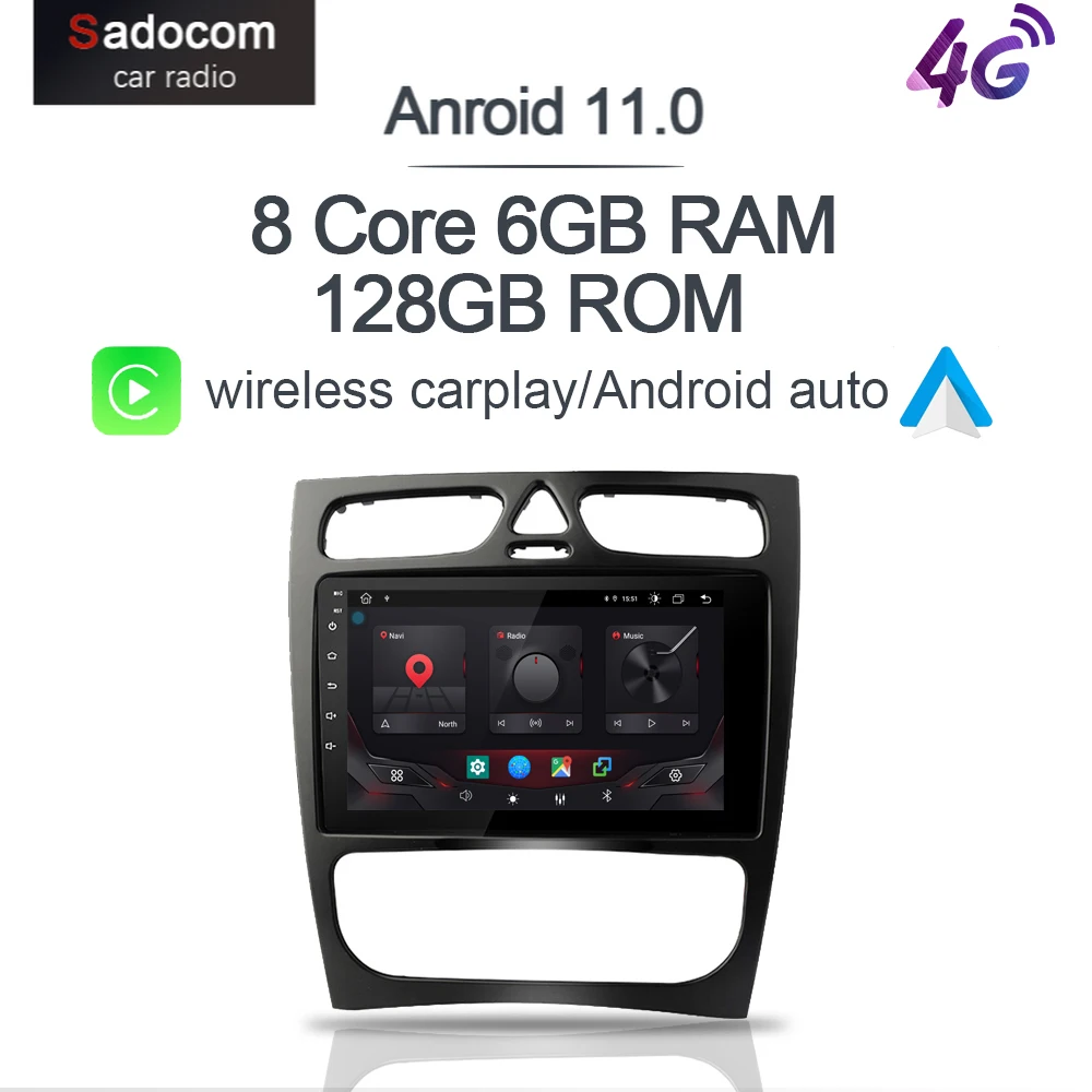 Автомобильный DVD-плеер Carplay 9 дюймов IPS DSP Android 11 0 8 ядер 6 ГБ + 128 Гб GPS-карта Wi-Fi Bluetooth