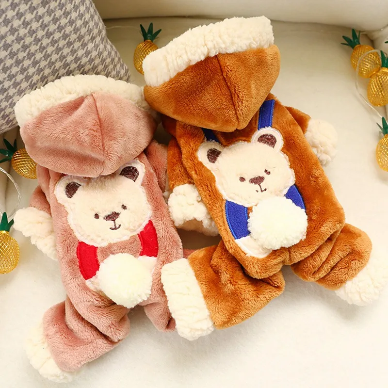 Pet Autumn Winter Warm Cute Bear Pattern Cosplay Costume Fashion Coral Velvet Thickening 4 Legged Coat Winter Overalls For Dog C
Pet Autumn Winter Warm Cute Bear Pattern Cosplay Costume Fashion Coral Velvet Thickening 4 Legged Coat Winter Overalls For Dog C