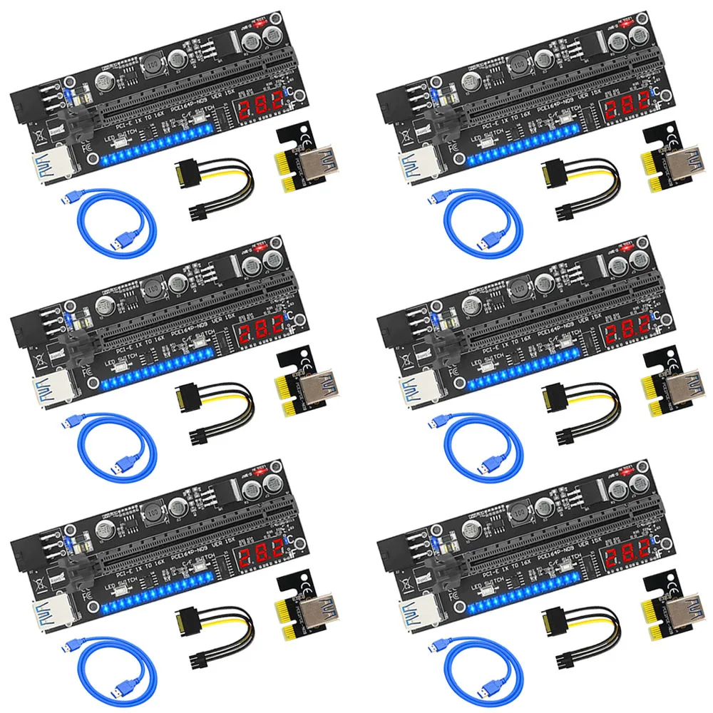 6 шт., PCIE Райзер для видеокарты для майнинга, VER15X Райзер PCI Express X16, светодиодный индикатор температуры для графической карты, графического процессора, майнинга биткоинов
6 шт., PCIE Райзер для видеокарты для майнинга, VER15X Райзер PCI Express X16, светодиодный индикатор температуры для графической карты, графического процессора, майнинга биткоинов
