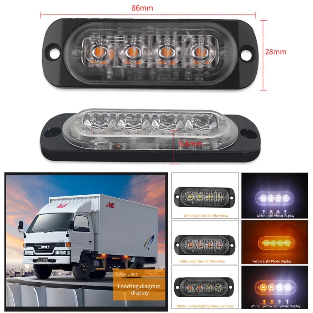 double color 4 LED Light 12W Police Flashing Warning Led Brake Light Lamp 12V Car Truck Motorcycle Rear Brake Stop Led Light 
double color 4 LED Light 12W Police Flashing Warning Led Brake Light Lamp 12V Car Truck Motorcycle Rear Brake Stop Led Light