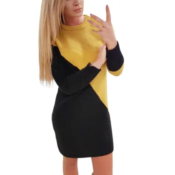 Women Fashion casual mini Dress Patchwork Color Block Sweater Knitted Dress Winter O-Neck Long Sleeve casual straight dresses
Women Fashion casual mini Dress Patchwork Color Block Sweater Knitted Dress Winter O-Neck Long Sleeve casual straight dresses