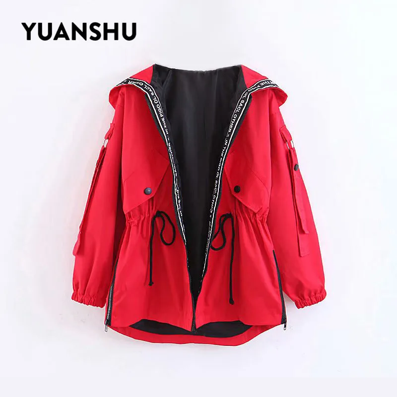 YUANSHU Spring Autumn Zipper Hooded Women Jacket 2019 Ladies Patchwork Red Slim Coat Letter Print Short Outweat Windbreak Jacket
YUANSHU Spring Autumn Zipper Hooded Women Jacket 2019 Ladies Patchwork Red Slim Coat Letter Print Short Outweat Windbreak Jacket