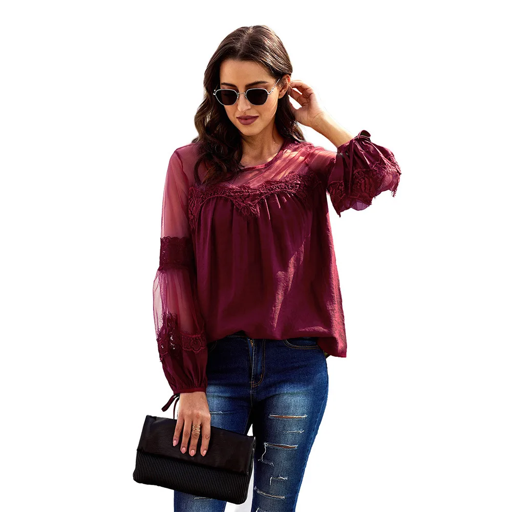 2019 Shirt Women's Autumn New Style Solid Color Lace Back One-Button Long Sleeve Pullover Crew Neck Shirt Women's
2019 Shirt Women's Autumn New Style Solid Color Lace Back One-Button Long Sleeve Pullover Crew Neck Shirt Women's