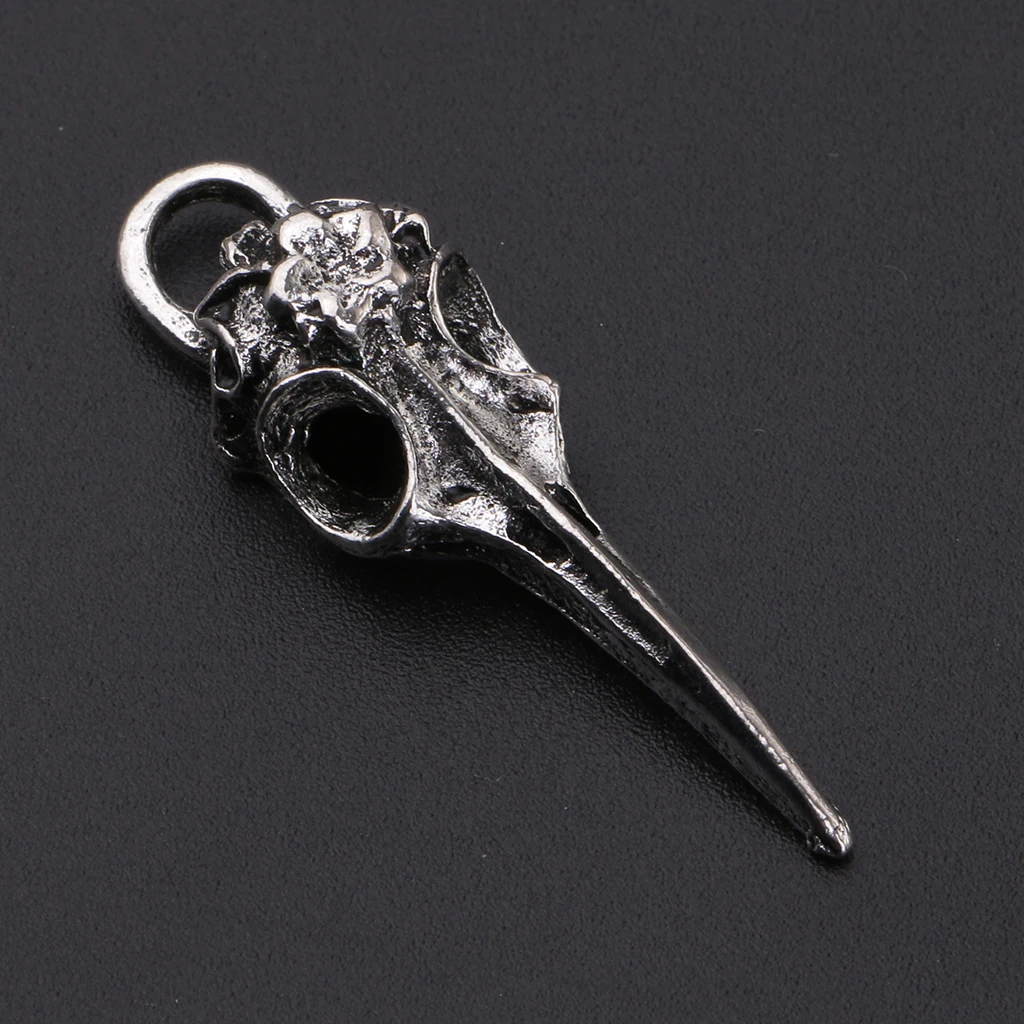 5Pcs Tibetan silver color Style Alloy Bird Skull Head Skeleton Theme Pendant Charms for Necklace Jewelry Making