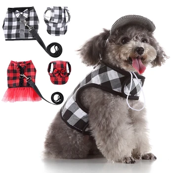 Pet Dog Harness And Leash Hat Set Plaid Dog Girl Vest Harness Mesh Dress Dog Vest Harness For Chihuahua Pug Bulldog Cat
Pet Dog Harness And Leash Hat Set Plaid Dog Girl Vest Harness Mesh Dress Dog Vest Harness For Chihuahua Pug Bulldog Cat