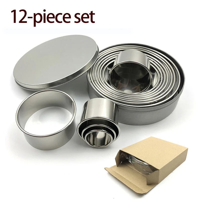 Crimp Stainless Steel MousseRing Round Cake Mold Fondant Toast Biscuit Mold Baking Tool Kitchen Tool Accessories 12 Pieces
Crimp Stainless Steel MousseRing Round Cake Mold Fondant Toast Biscuit Mold Baking Tool Kitchen Tool Accessories 12 Pieces