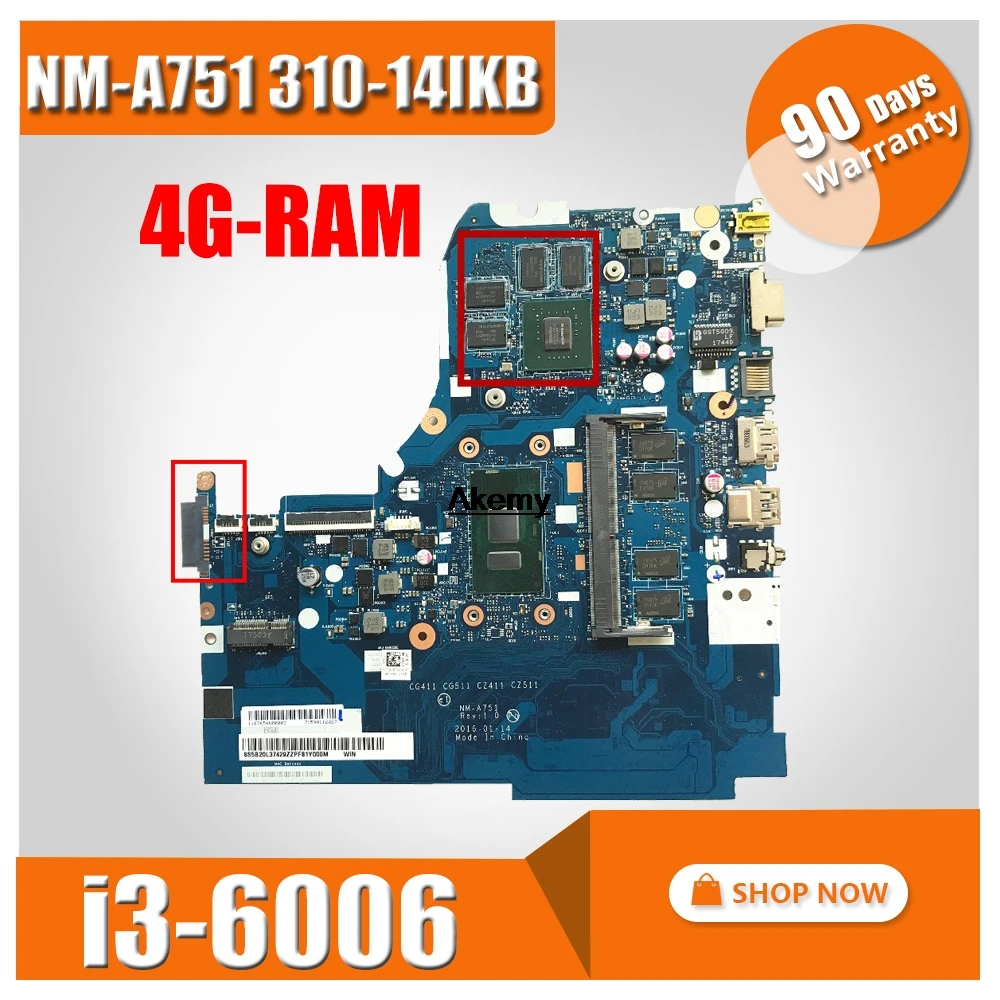 NM-A751 Laptop motherboard para Lenovo 310-14ISK mainboard original 4G-RAM I3-6006U GT920MX
NM-A751 Laptop motherboard para Lenovo 310-14ISK mainboard original 4G-RAM I3-6006U GT920MX