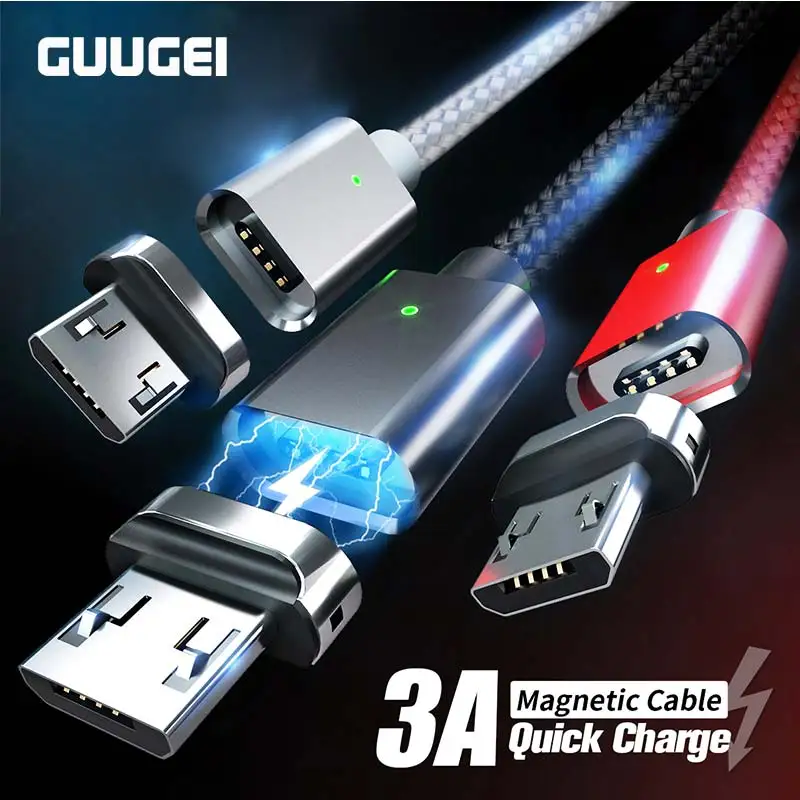 GUUGEI Magnetic Cable Micro USB Cable 3A Fast charge Charging Cord Android Mobile Phone Data Cable Wire LED Indicator Sync Cord
GUUGEI Magnetic Cable Micro USB Cable 3A Fast charge Charging Cord Android Mobile Phone Data Cable Wire LED Indicator Sync Cord