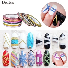 Biutee 30 шт./компл. полоски для ногтей линия 1 мм 2 мм 3 мм клей для ногтей переводная наклейка для ногтей матовый Радужный Блеск Цвет русалки(China)