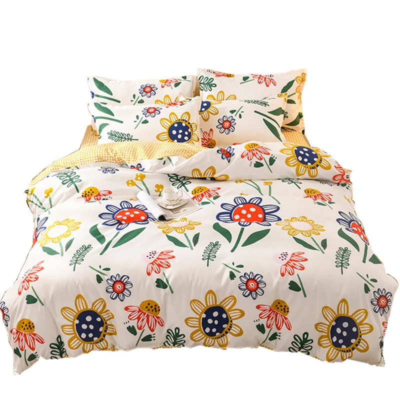 Simple fashion bedding set Pure cotton double-sided pattern Simplicity Queen King Size Bed sheet, quilt cover pillowcase 4pcs
Simple fashion bedding set Pure cotton double-sided pattern Simplicity Queen King Size Bed sheet, quilt cover pillowcase 4pcs