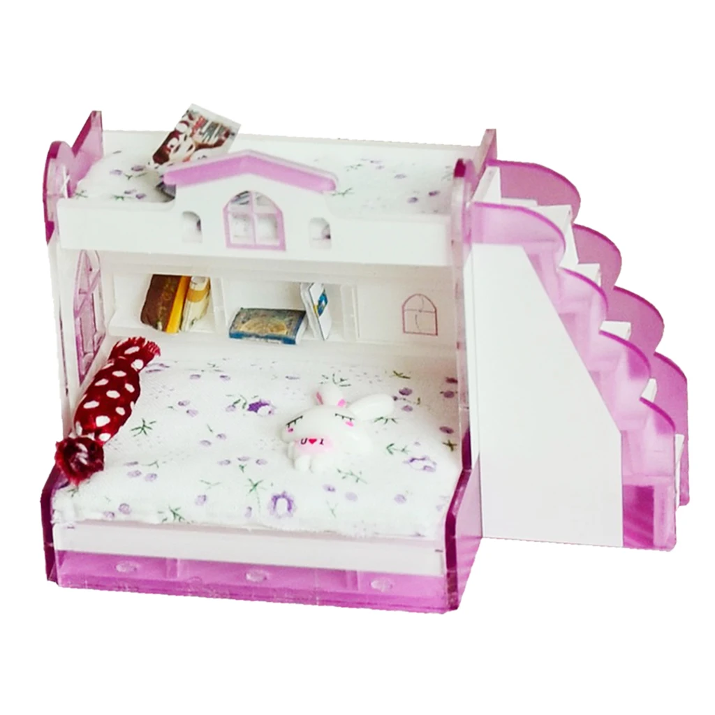1/12 Dolls House Miniature Furniture Double Bunk Bed Children Bedroom Decor 1/12 Dolls House Miniature Furniture Double Bunk Bed Children Bedroom Decor