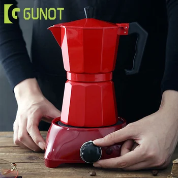 GUNOT Aluminum Moka Pot Maker Matte Textured Coffee Pot Heatable Italian Coffee Maker Espresso Kettle Percolator Kitchen Tools
GUNOT Aluminum Moka Pot Maker Matte Textured Coffee Pot Heatable Italian Coffee Maker Espresso Kettle Percolator Kitchen Tools