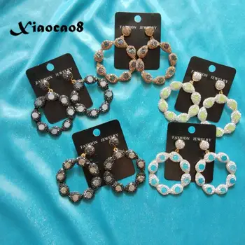 Druzy stone round hollow statement earrings fashion women jewelry earrings handmade rhinestone earring aretes de mujer 5Pairs
Druzy stone round hollow statement earrings fashion women jewelry earrings handmade rhinestone earring aretes de mujer 5Pairs