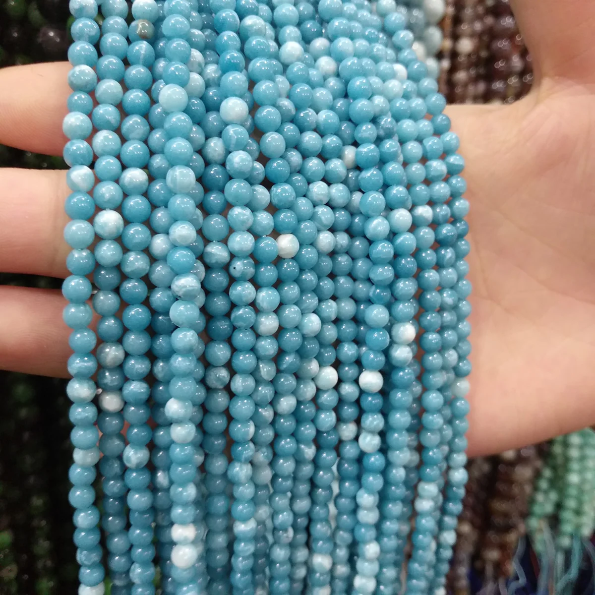 Натуральный камень лабрадорит бирюза Синий Ларимар круглые бусины россыпью