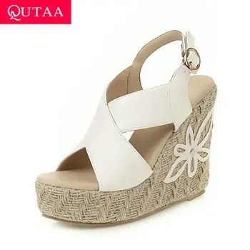 QUTAA 2020 Platform Summer Slingback Ladies Pumps PU Leather Cut Outs Women Shoes Wedge High Heel Fashion Sandals Big Size 34-43
QUTAA 2020 Platform Summer Slingback Ladies Pumps PU Leather Cut Outs Women Shoes Wedge High Heel Fashion Sandals Big Size 34-43