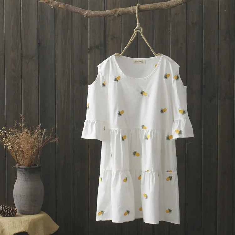 Single Summer New Style Pineapple Embroidered Japanese-style Dress Loose-Fit Versatile by Age Exposed Shoulder GIRL'S Dress S072
Single Summer New Style Pineapple Embroidered Japanese-style Dress Loose-Fit Versatile by Age Exposed Shoulder GIRL'S Dress S072