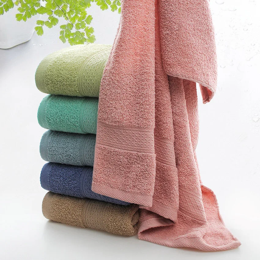 

Pure Color Bath Towels Cotton Face Hair Towel Soft Absorbent Family Bathroom Hotel Adult Children Serviette De Bain Toallas