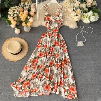 Beach Dress Female Seaside Vacation Dress Ins Sexy Backless Cross Spaghetti Strap Dress Super Fairy Print Long Dress ML787
Beach Dress Female Seaside Vacation Dress Ins Sexy Backless Cross Spaghetti Strap Dress Super Fairy Print Long Dress ML787