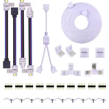 5PIN LED Strip Connector Kit - 10mm 5050 RGBW LED Connector Kit Include 9.8FT Extension Cable, Strip to Strip Jumper jk1155
5PIN LED Strip Connector Kit - 10mm 5050 RGBW LED Connector Kit Include 9.8FT Extension Cable, Strip to Strip Jumper jk1155