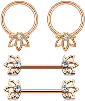 2 Pairt Nipple Rings Flower with CZ Inlaid Nipple Bars Barbells Rings and Captive Rings- 14G 316LStainless Steel Nipple Piercing
2 Pairt Nipple Rings Flower with CZ Inlaid Nipple Bars Barbells Rings and Captive Rings- 14G 316LStainless Steel Nipple Piercing