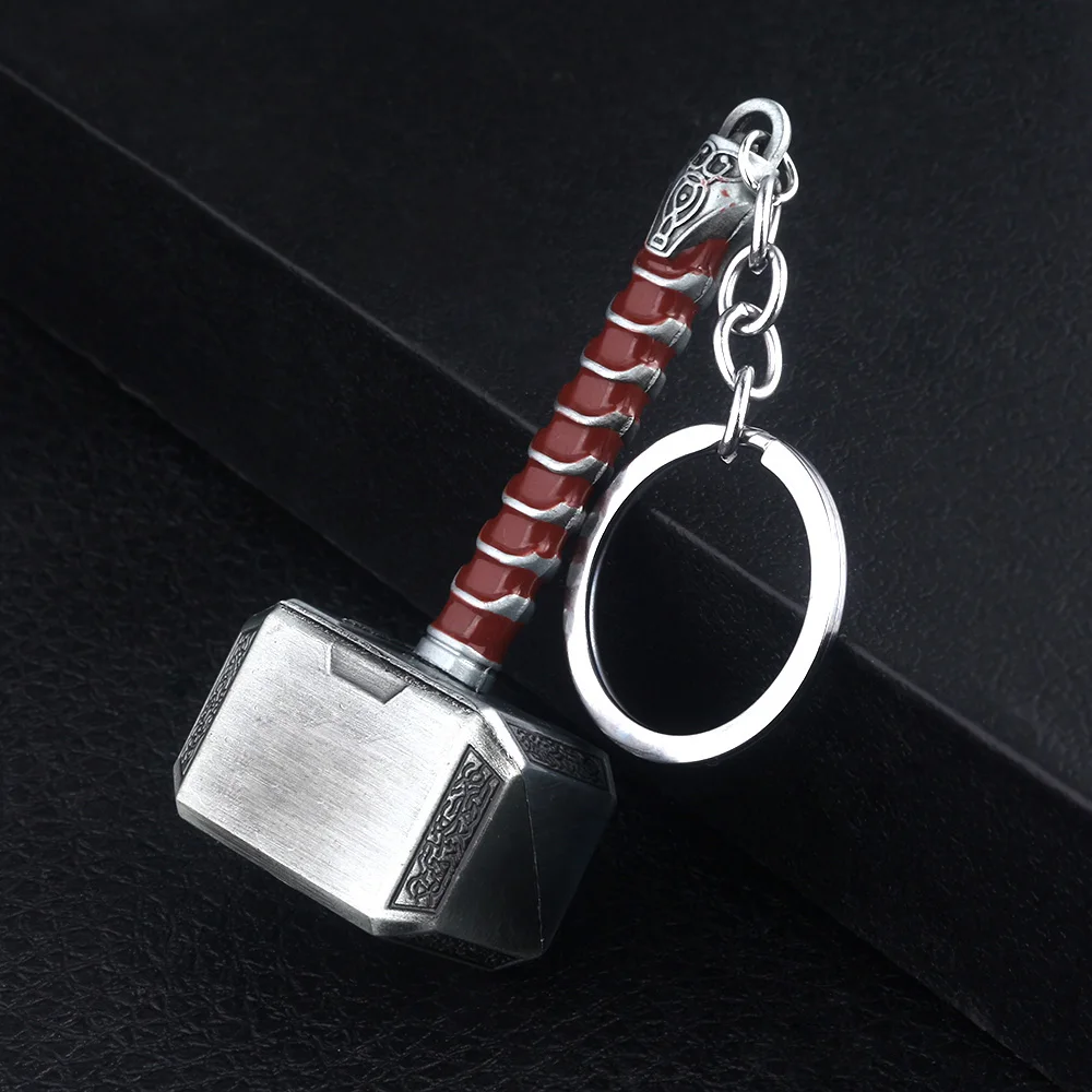 

SG Movie The Avengers 4 Thor Hammer Metal Keychains The Dark World Weapon Iron Man Keyring For Women Fans Jewelry Accessories