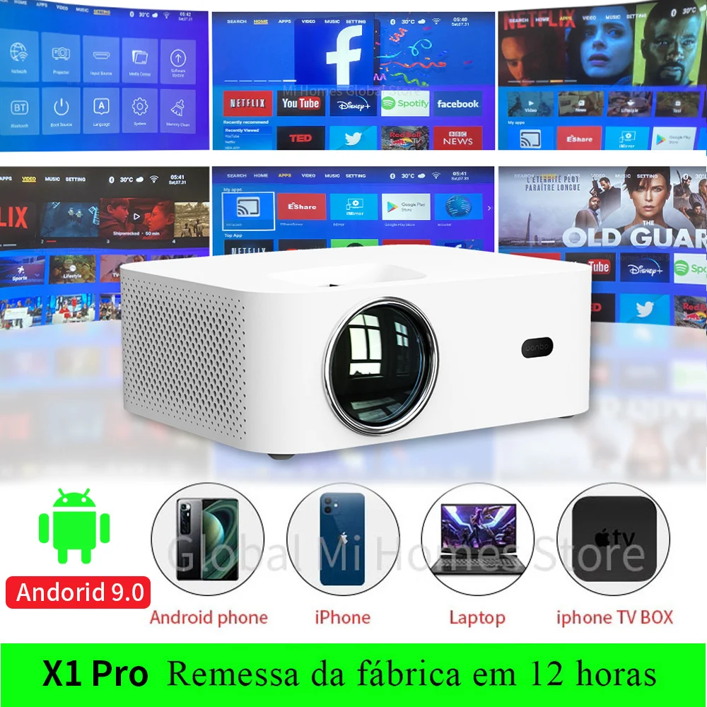 Мини проектор Android 4K Wanbo X1 светодиодный портативный 1280*720P коррекция