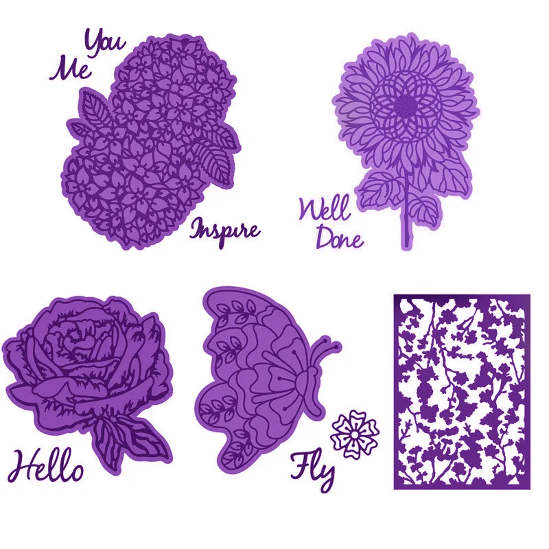 Hydrangea Peony Sunflower Butterfly with Words Metal Cutting Dies for DIY Scrapbooking Craft Paper Cards Making 2020 New
Hydrangea Peony Sunflower Butterfly with Words Metal Cutting Dies for DIY Scrapbooking Craft Paper Cards Making 2020 New