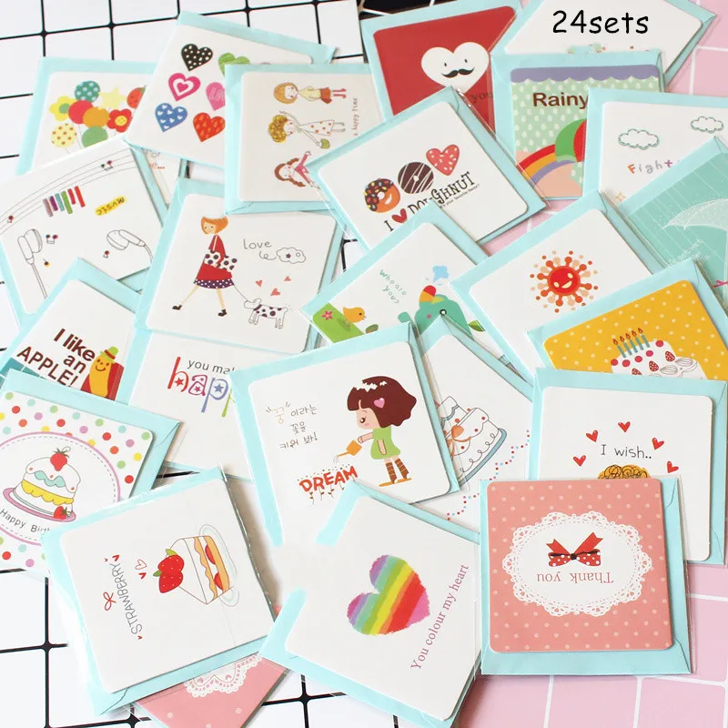 24sets Korea Creative Cute Mini Greeting Card Birthday Card Message Greeting Cards Kraft Cards
24sets Korea Creative Cute Mini Greeting Card Birthday Card Message Greeting Cards Kraft Cards