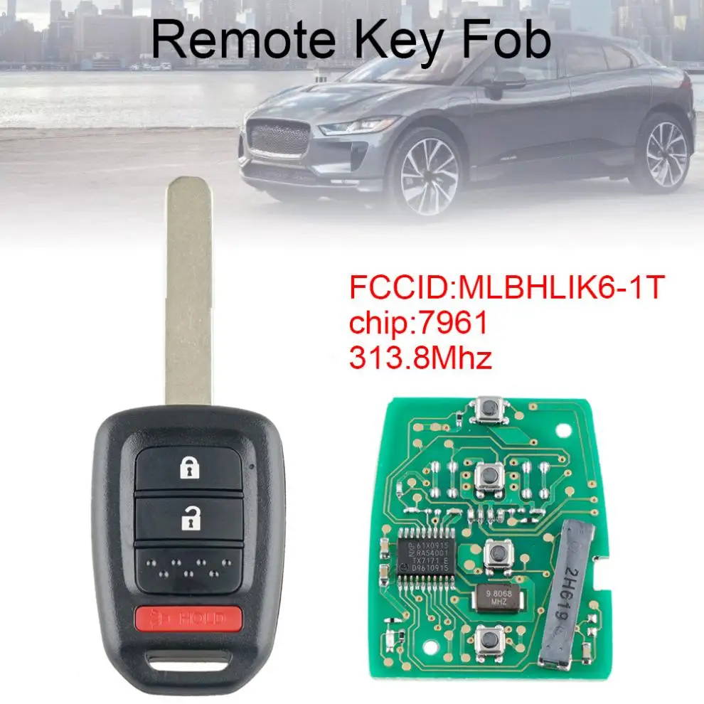 313.8Mhz 2+1 Buttons Key Entry Fob Uncut Car Remote Key with PCF7961 Chip MLBHLIK6-1T Fit for Honda
313.8Mhz 2+1 Buttons Key Entry Fob Uncut Car Remote Key with PCF7961 Chip MLBHLIK6-1T Fit for Honda